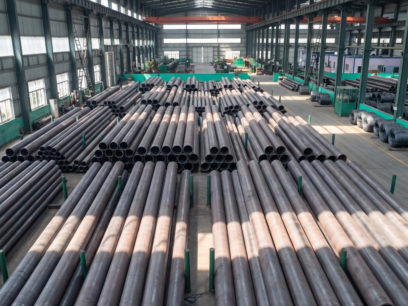 Warehouse full of pipe ready to load
