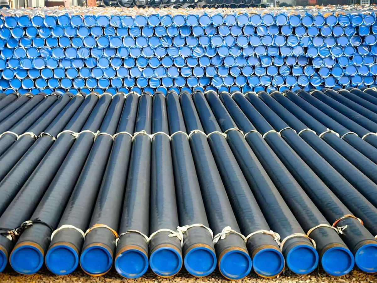 Seamless steel pipe bundles in the warehouse