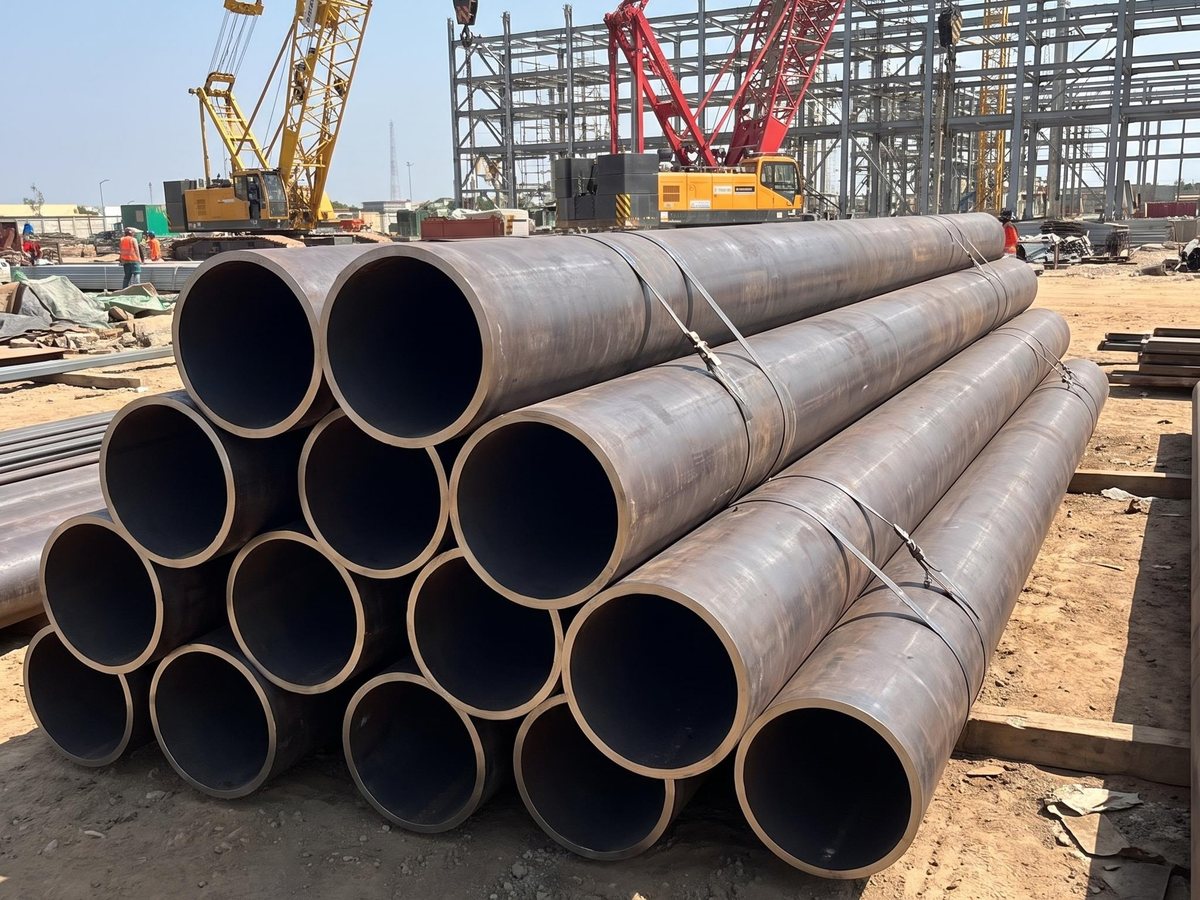 Pipe delivered to a project site